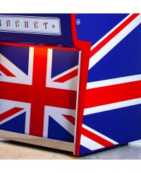 zoom sur le bas du Jukebox Rock Britannia 33 tours avec le drapeau britannique